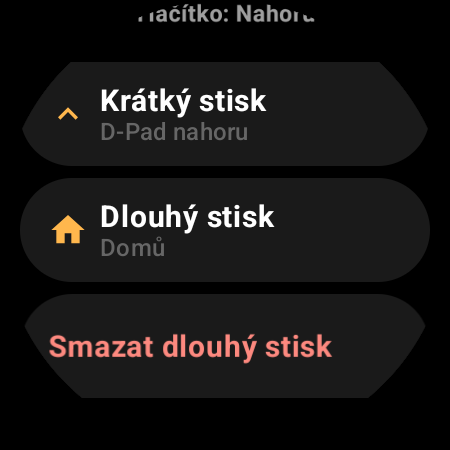 Nastavení tlačítka ovladače TV v chytrých hodinkách s akcemi Krátký stisk a Dlouhý stisk